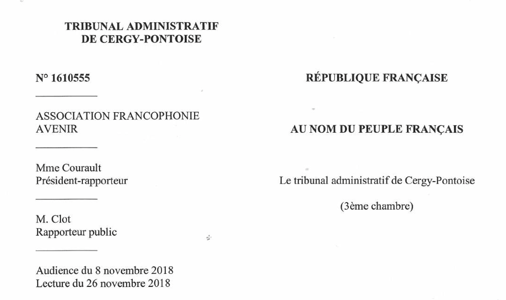Jugement du tribunal administratif dans l'affaire AFRAV/Cité administrative de Sèvres